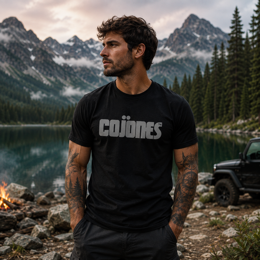 COJONES - Black Shirt / Grey Logo